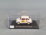 a small white car in a clear box