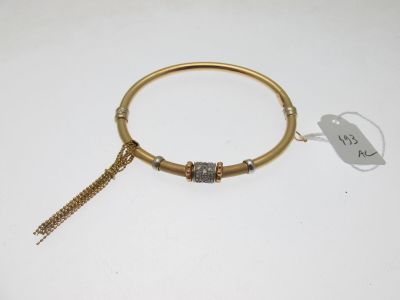 bracelet jonc ouvrant de forme ovale monture or 750°/°° de… - Photo 1