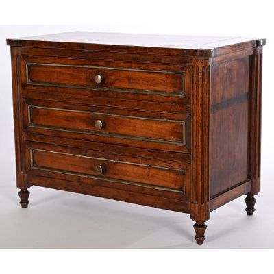 COMMODE DE MAITRISE LOUIS XVI en noyer et fruitier à filets … - Photo 1