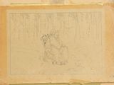 a drawing of a bear sitting in the woods