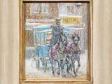 an image of a painting of a horse drawn carriage in the snow