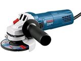 the bosch angle grinder is on a white background with a red handle