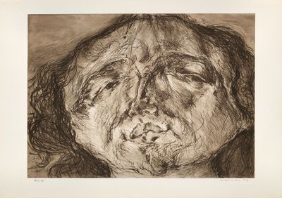 une image représentant le dessin du visage d'un homme aux yeux fermés