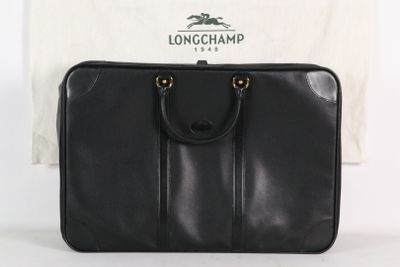 Étui pour ordinateur portable Longchamp en cuir noir avec finitions dorées