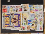 a picture of a suitcase covered with stamps and stamps