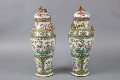 paire de vases en porcelaine chinoise ornés d'oiseaux et de fleurs