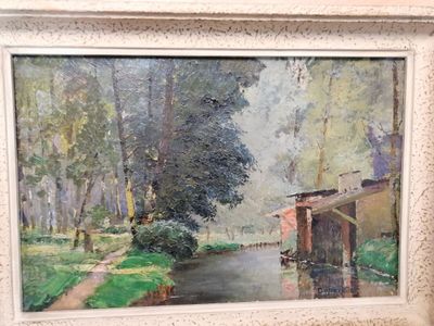 DUPERELLE "Rivière dans la forêt", huile sur toile signée en…