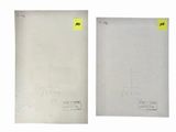 two drawings of a horse on a sheet of paper with a yellow sticker