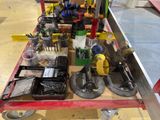 a table with many tools on it in a room