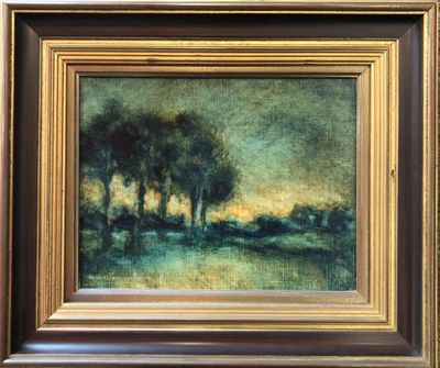 Jacques Paul GUILLAUME, Paysage nocturne, HST, SBG, 21X27 cm…