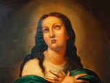an image of a painting of a woman with a green shaw around her neck