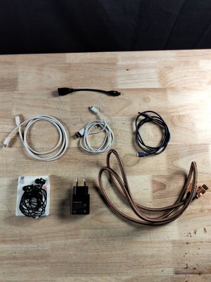 an image of a table with a bunch of wires and cords