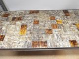 an image of a coffee table made out of glass tiles