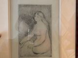 a picture of a drawing of a woman sitting in a chair