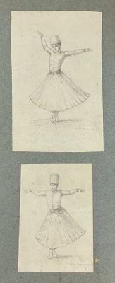 deux dessins représentant une femme en robe et un homme en tutu