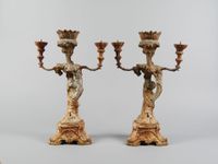Paire de candélabres à trois lumières probablement en fonte … (photo 5)