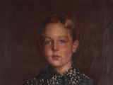 painting of a young boy in a black shirt and a white collared shirt