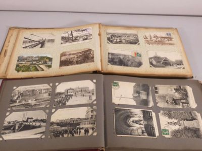 an open book with pictures of old buildings on it