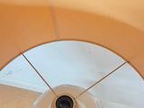 an overhead view of a light fixture in a bathroom