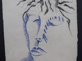 un dessin représentant une femme avec une fleur dans les cheveux