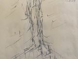 drawing of a man in a suit and tie standing in the rain