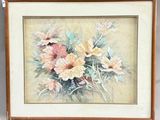 painting of a bouquet of flowers in a wooden frame