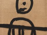un dessin représentant un homme avec un crâne sur la tête