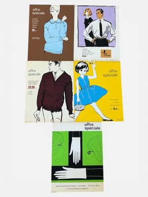 several different posters of men and women in different outfits