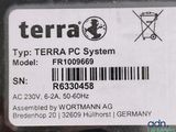 a label on the back of a cell phone that says terra pc system model fr0606999