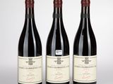 trois bouteilles de vin sont alignées sur une surface blanche