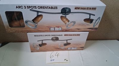 Lot de 6 plafonniers Lunair, arc 3 spots orientables, E14-R5…