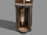 a light that is in a wooden box on a gray background