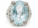 Bague ovale en aigue-marine et diamants