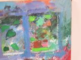a painting on the wall of a room with a window