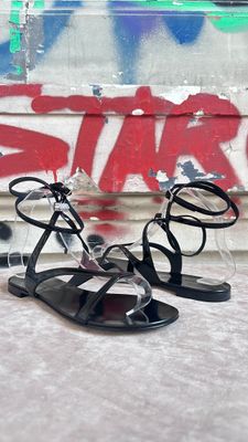 Sandales P.37 A. VAUTHIER en cuir vernis noir et strass neuv…