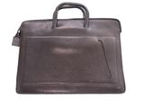 the briefcase is made of brown leather and has a handle