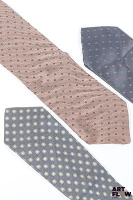GIORGIO ARMANI - Lot de 3 cravates vintage en soie à pois - …