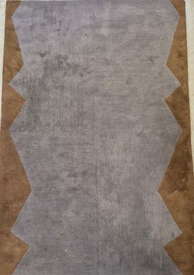 an image of a rug with a brown border on a white floor