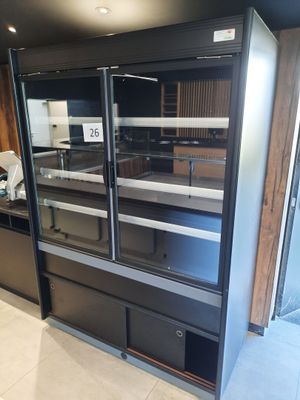 an image of a refrigerator in a kitchen with a lot of shelves