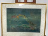 tableau posé sur un chevalet représentant un poisson dans l'eau