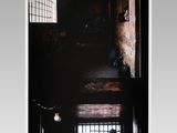 an image of a black and white photo of a window in a building
