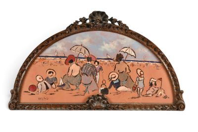 une photo d'un tableau représentant des personnes sur la plage