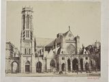 une photo en noir et blanc d'une église dotée d'un clocher