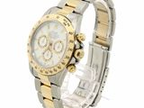 rolex watch with white dial and two tone gold bezel