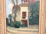 une photo d'un tableau représentant une maison dans la rue