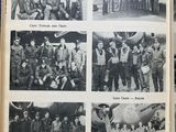 black and white photo of a group of men posing in front of an airplane