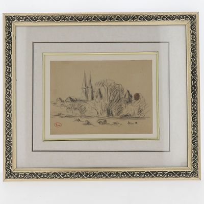 an image of a drawing of a desert scene in a frame