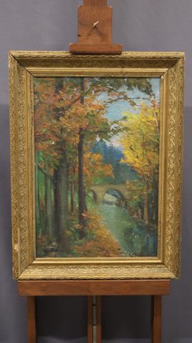 Louise Jeanne COTTARD-FOSSEY « Creuse, le ruisseau », huile sur t...