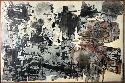 une image représentant un tableau recouvert d'une épaisse couche de peinture noire et blanche