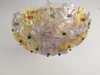 Lustre suspension en verre de Murano à décor de fleurs (photo 2)